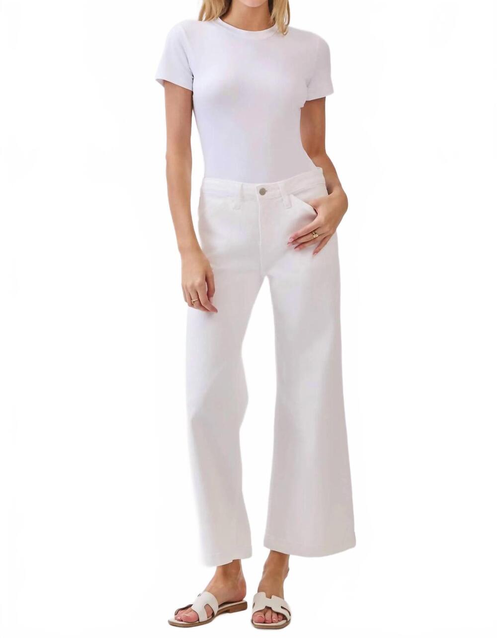 NEW LETTER TO JULIET genoa slant pocket crop jean in white wash